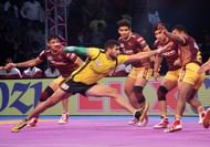 Rahul Chaudhari in action against UP Yoddha last night.